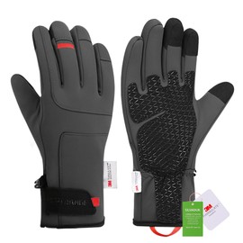Jeniulet Waterproof Winter Gloves Mens Women Warm Touch Screen Anti-Slip and Wear-Resistant with Adjustable Velcro