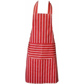 Clay Roberts Chefs Apron, Red, Cooking and Baking Apron for Men and Women, Double Pockets, Kitchen Aprons, Butchers Apron, BBQ & Catering Bibs