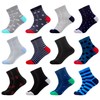 WeciBor Men's Patterned Quarter Socks, 12 Pack Grey Geometric Animal,