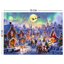 Puzzles 1000 Pieces for Adults jigsaw puzzles for adults 1000 Piece Puzzle Challenging Game for The Whole for Women, Gifts for Men, Theme:Christmas Aurora Town