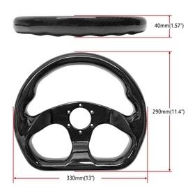 Hiracing Universal 320mm Full Carbon Fiber Racing Steering Wheel Flat Bottom D shape Steering Wheel 6 Holes Semicircle Jet (02)