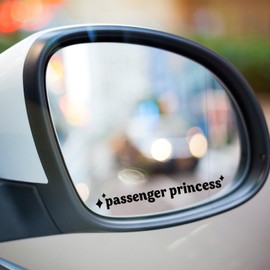 3PCS Passenger Princess Rearview Mirror & Window Decals Vinyl Car Stickers for Women, Inspirational Mirror Quotes, Vanity & Car Interior Decor Stickers (Passenger Princess)