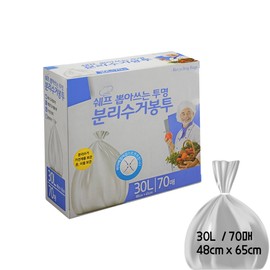 Chef’s transparent recycling bag 30L / 70 sheets (48 x 65cm) / 쉐프 뽑아쓰는 투명 분리수거 봉투 30L / 70매 (48 x 65cm)