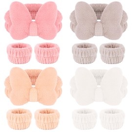 CAVETEE Spa Headband for Washing Face, 4 Pack Fuzzy Skincare Cute Butterfly Hair Band for Shower Yoga Beauty Soft Makeup Skin Care Hair Accessories for Women