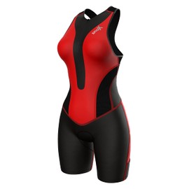 Sparx Women Triathlon Suit Tri Short Racing Cycling Swim Run (Large, Black/Red)