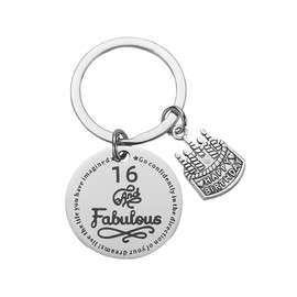 16th Birthday Gifts Keychain for Teen Girls Sweet 16 and Fabulous Key Chain for Daughter Friends Niece 16 Year Old Girl Birthday Gift Ideas