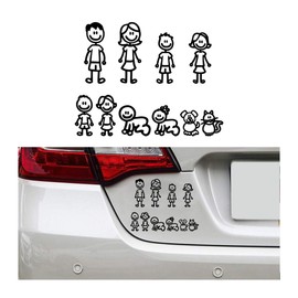 Adunsiaoto Car Sticker Family Car Sticker Children Waterproof Unique Family Car Sticker Happy Family Car Sticker Cartoon with Animals Family Car Sticker (Black)