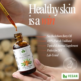 TODICAMP Sea Buckthorn Oil Organic - 2 fl oz Cold-Pressed Sea Buckthorn Berry Oil - Seabuckthorn Oil for Face and Organic Sea Buckthorn Oil Supplement