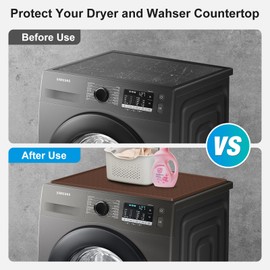 Garolue Washer and Dryer Covers for the Top,23.6'' x 19.7'' Silicone Dust Pad for Laudry Machine & Dryer,Non-slip Heavy Duty Waterproof Counter Top Protector Guards for Landry & Kitchen,Brown