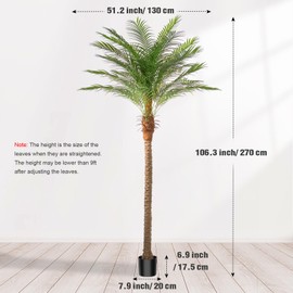 Artificial Phoenix Palm Tree 9ft Tall – Fake Large Tropical Tree with 21 Adjustable Leaves, Outdoor Indoor Faux Sago Palm Plant for Living Room Patio Poolside Yard Decor (1, 9ft)