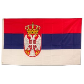 Country Flag, Made of Weatherproof Material, with Metal Eyelets, Outdoor Flag (Serbia), 150 x 90 cm