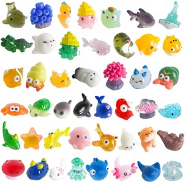 45 Pcs Mini Resin Animals 45 StylesTiny Sea Resin Animals Figurines Bulk for Fairy Garden Miniature Dollhouse Accessories Hide Crafts Decor