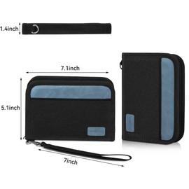 Passport Holder Travel Wallet, For 2 Passports, Small Passport Bag, Double, Dual, A5, Document Folder, Case, Purse, RFID Blocking, Holiday, Waterproof Organisers, Travel Accessories, Black Grey, UK BG