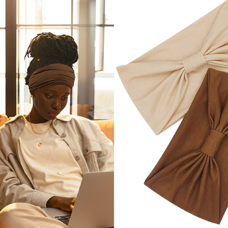 IVARYSS Wide Headbands for Women, Black Knotted Head Wraps Turbans,