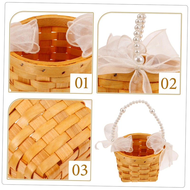 Levemolo Handwoven Flower Basket with Handle Small Woven Gift Basket