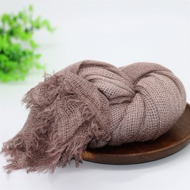 Newborn Baby Photography Props Mesh Soft Decorative Blanket Swaddle Wrap for Boy Girls Photo Shoot (Light Brown)