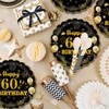 EVYIENEN 50Pcs 60th Birthday Party Paper Plates,7inch Disposable Black and