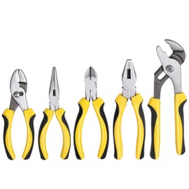 TOPLINE 5-Piece Pliers Set, Pliers Tool Set Included 8" Groove Joint, 7" Linesman, 6" Long Nose, 6" Slip Joint, 6" Diagonalfor Basic Home Maintenance