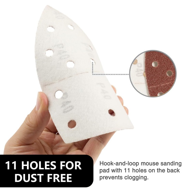 Mouse Sanding Sheets, Triangle Sanding Pads, Hook and Loop Mouse