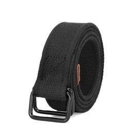 JASGOOD Men Canvas Belt Web Fabric Casual Work Belt with Black D Ring Set of 1(Black,Fit Waist Size 28-32 Inch)