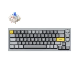 Keychron Q2 Wired 65% Mechanical Keyboard with Knob & RGB - Hot-Swappable Gateron G Pro Blue Switch, QMK/VIA Programmable, Double Gasket Mount, Aluminum Body for Mac/Windows/Linux (Grey)