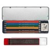 Koh-I-Noor VERSATIL 5217 Mechanical Pencils in Metal Case, Assorted Colours (Pack of 6) and Graphite Leads 2 mm 2B (Pack of 12)