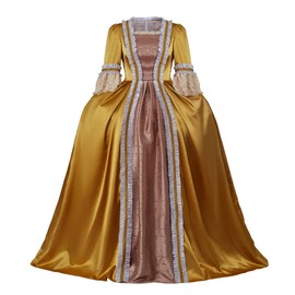 LoliMiss Regency Costume Queen Charlotte Cosplay Costume Dress Ball Gown (L, Gold)
