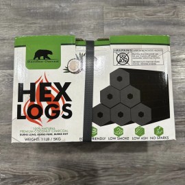 Black Bear Charcoal Hex Grilling Logs 11 Lb Box 18 Logs Per Box Reusable🔥🪵