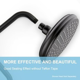 OFFO Shower Head Extension Arm 13 in, S Shaped High Rise Extender with Flange Shower Head Pipe Arm, Matte Black