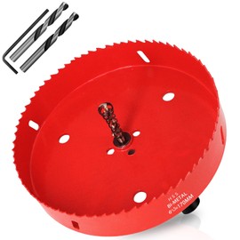 KACNON Hole Saw 170 mm, Universal High-Speed Steel HSS M42 Bi-Metal Hole Saws with Hex Shank and Drill, Complete Sizes, for Wood, Plastic, Plasterboard, Sheet Metal, Red