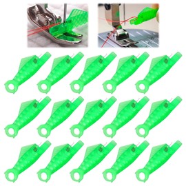 Redamancy 15 Pcs Fish Mouth Sewing Machine Needle Threader, Sewing Machine Needle Threader, Automatic Needle Threader for Sewing Machine, Easy Selfthread Needle Threaders Tool, for Craft DIY(Green)