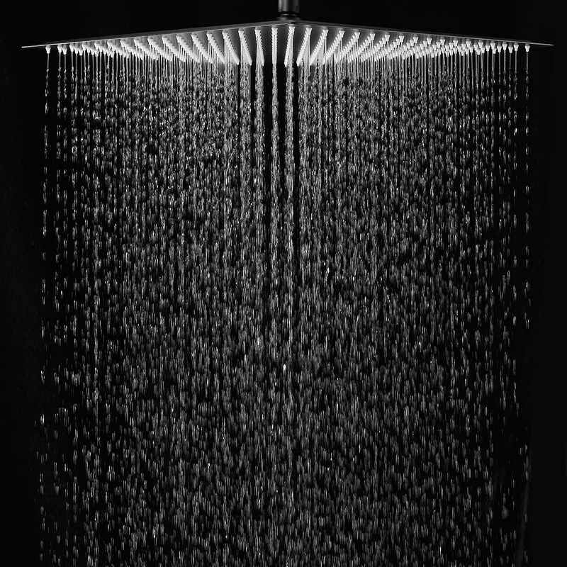 BWE Rain Shower Head High Pressure Black 16 Inch Square
