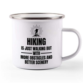 Flairy Land Hiking Camper Mug 12oz - Hiking Is Walking - Hiking Buddy Gift Hobby Outdoor Man Nature Travel Adventure Camping Backpacker