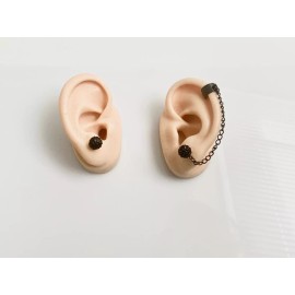 Handmade Simple Black Elegant Disco Bead Ear Cuff Clip Chain Stud Pave Bead Nice