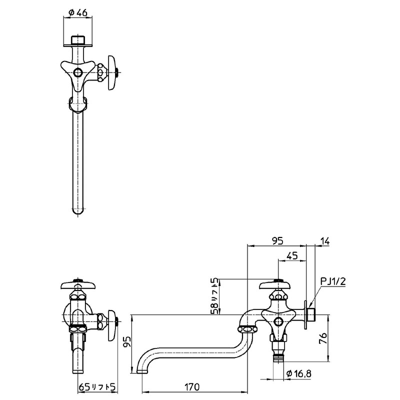 SANEI E106V-13 Dual Outlet Flexible Faucet for Irrigating, Nominal 13