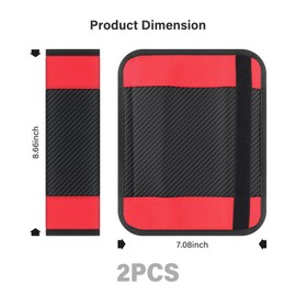 2PCS Car Seat Belt Cover Pad,Carbon Fiber Leather Seatbelt Covers with Nylon Buckle for Protecting Your Shoulders,Universal Car Interior Accessories for Cars,SUVs,Trucks (Red)