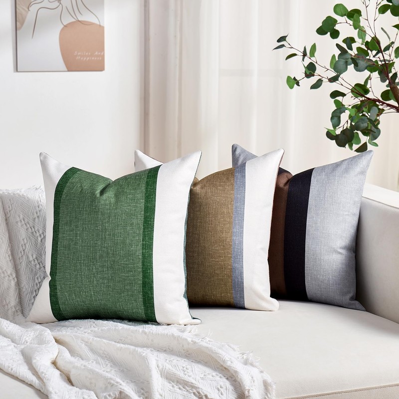 Set of 2 Decorative Cotton and Linen Throw Pillow Covers