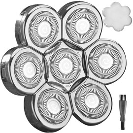 WAHFOX WAHFOX Universa 7 Heads Shaver Replacement Head for Head Shaver, and many Brands Head Shaver 7 Blades 7D Replacement Shaver Head Blade 7 Heads Shaver Head (Silvery)