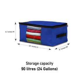 Covers & All Storage Bags, 90 litres Large size Space Saver bags Heavy Duty Storage Organizer Multipurpose 12 Oz Waterproof UV-Resistant & Tear-Proof (23"L x 17"W x 14"H Inches, Royal Blue, Pack of 3)