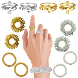 Aatpuss 12 Stück Anti-Stress-Fingerring-Set, Ringe Zur Linderung Von Angstzuständen Und Anti-Stress, Rotierender Massagering , Stressreduzierende Ringe Zum Abbau Von Angst Und Stress