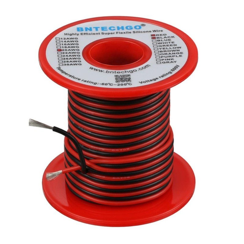BNTECHGO 20 Gauge Silicone Wire Spool 50ft Red and 50ft