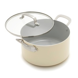 GreenPan x Bobby Flay 6QT Stockpot with Glass Lid, PFAS-Free Diamond Ceramic Nonstick Pot, Induction Suitable, Easy Clean Dishwasher & Oven Safe, Quick Heating, Pasta, Soups, Cream