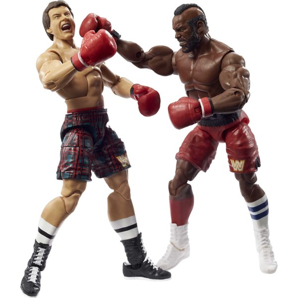 WWE Mr. T vs “Rowdy” Roddy Piper Elite Collection 2-Pack 6-in Action Figure with Boxing Robes & Swappable Hands, Posable Collectible Gift for WWE Fans Ages 8 Years Old & Up