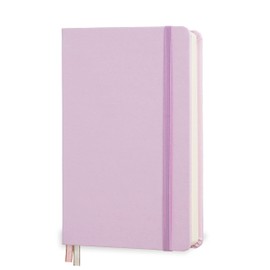 Minimalism Art, Premium Hard Cover Notebook Journal, Medium, A5 5.8" x 8.3", Squared Grid Page, Pink, 234 Numbered Pages, Gusseted Pocket, Ribbon Bookmark, Ink-Proof Paper 120gsm