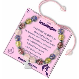 DS Butterfly Beaded Bracelet Luminous Crystal Glass Bead Charm Butterfly bracelets Dainty cute Adjustable jewelry Birthday Gifts for Daughter Granddaughter-Granddaughter Butterfly