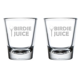 MIP Set of 2 Shot Glasses 1.75oz Shot Glass Gift Birdie Juice Funny Golfer Golf