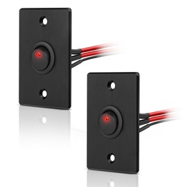 Acegoo Aluminum Panel 12V Rocker Switch Red LED Lighted 20A SPST On/Off Toggle Switch w/ 14 AWG Pre-Wired Leads for RV Boat Truck Car Automotive or 12V/24V Circuit (2 Pcs)