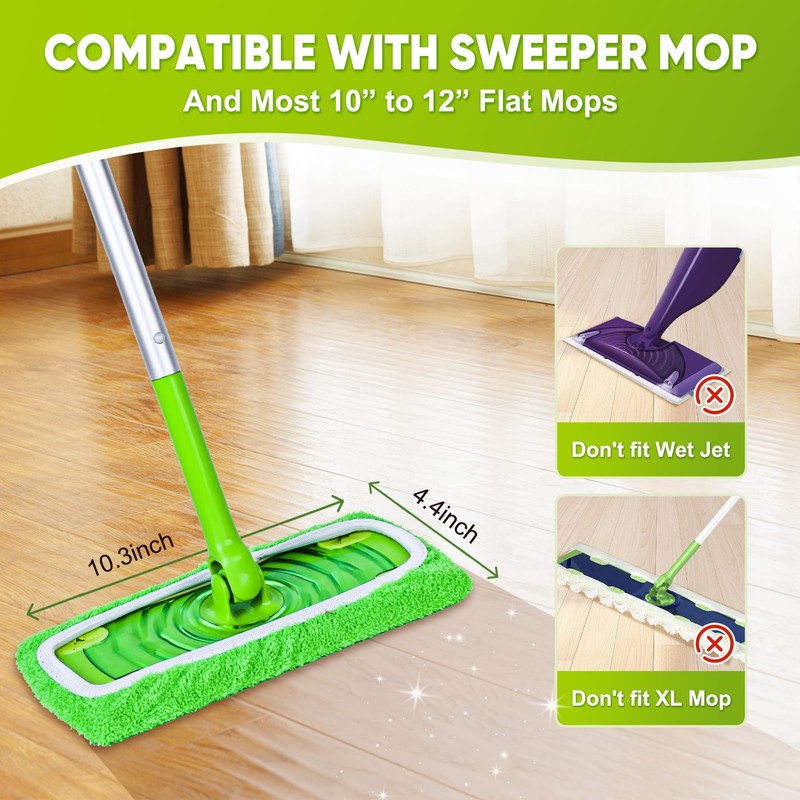 6-Pack Reusable Mop Pads Compatible with Sweeper Mop - 100%