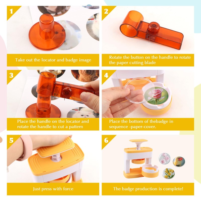 Button Maker Machine, 55mm(2.16inch) DIY Creative Badge Press Machine Set