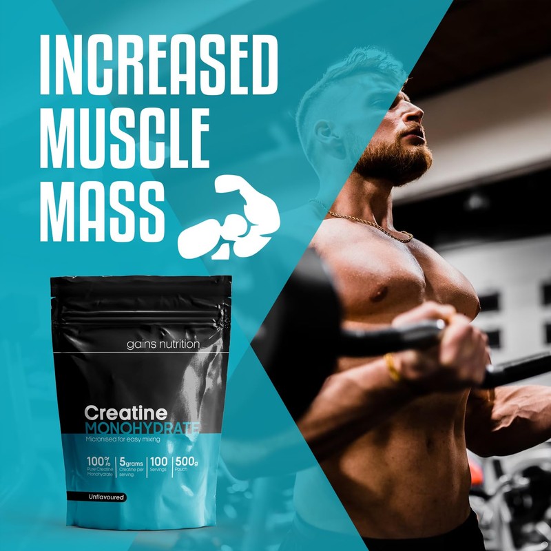 Creatine Monohydrate Powder, 500g, 100 Servings, Unflavoured